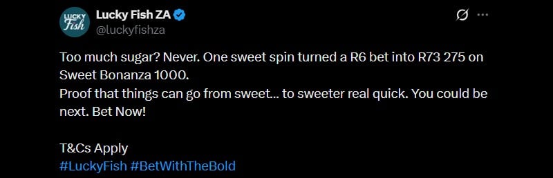 Twitter 73K Lucky Fish Sweet Victory